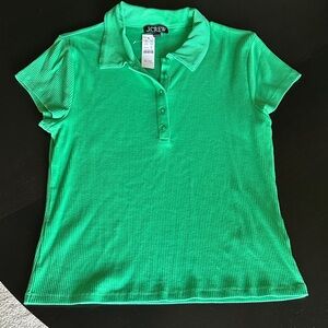 J. Crew Bright Green Ribbed Polo